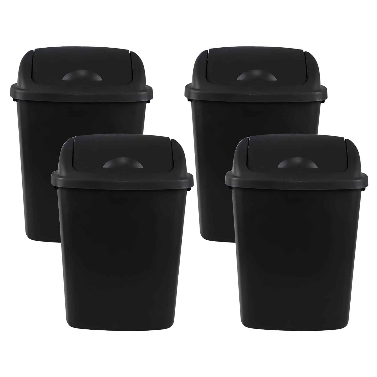 Farmoon Kitchen Garbage Cans with Swing Lid, 4 Packs, 25 L Plastic Trash Can Waste Basket, Black