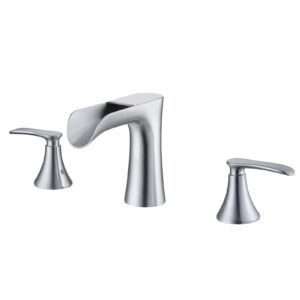 jakarda two handles bathroom faucet brushed nickel 8 inch, waterfall bathroom faucet, widespread bathroom faucet,waterfall faucet