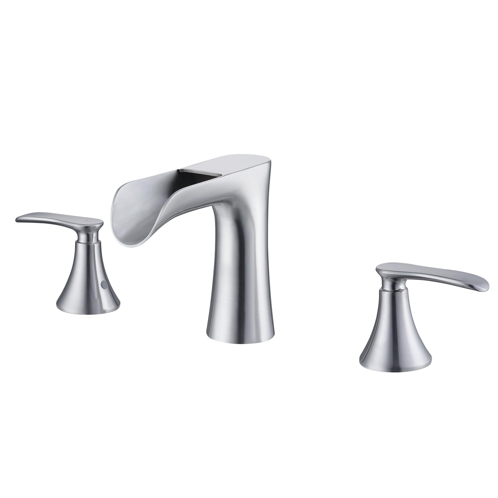 JAKARDA Two Handles Bathroom Faucet Brushed Nickel 8 inch, Waterfall Bathroom Faucet, Widespread Bathroom Faucet,Waterfall Faucet