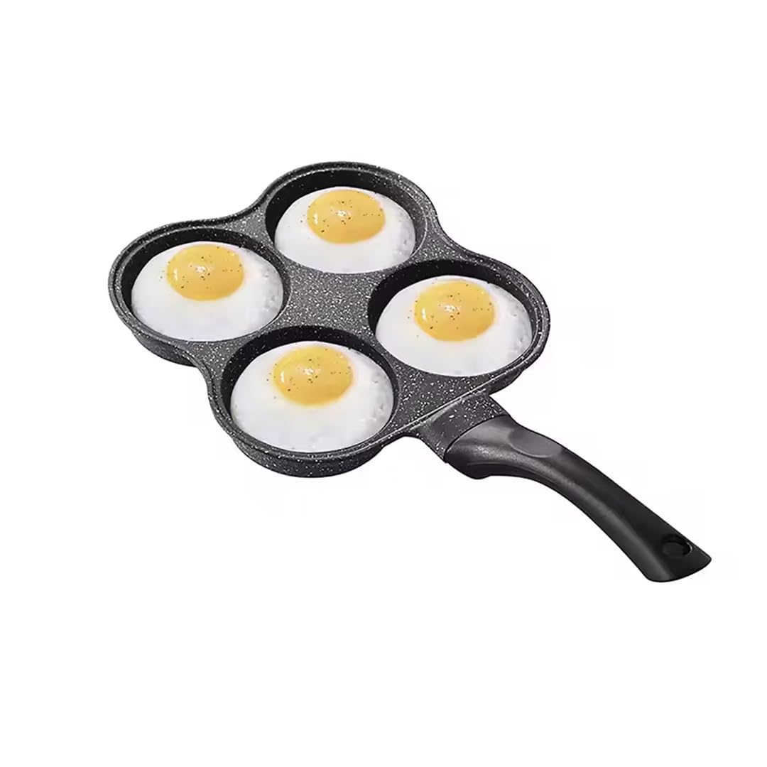 Generic 4 hole Non Stick Frying Pan, Pancake Maker, Egg Burger Pan, 4 Cup Frying Pan,4 Hole Egg Frying Pan, Gray + Black, AB006