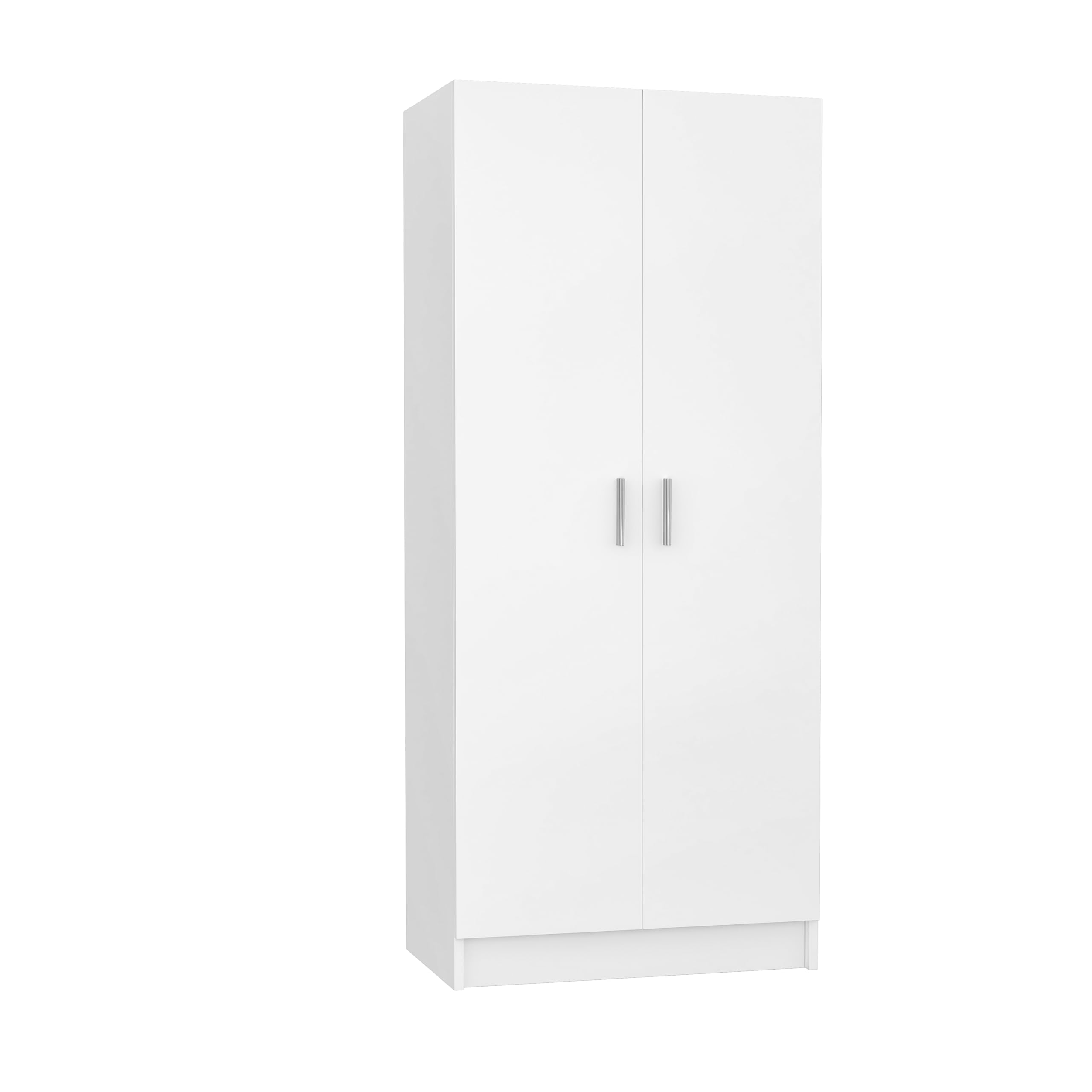 Panana 2 Door Wardrobe Closet Storage Cupboard, with Rail and Shelves Bedroom Armoires