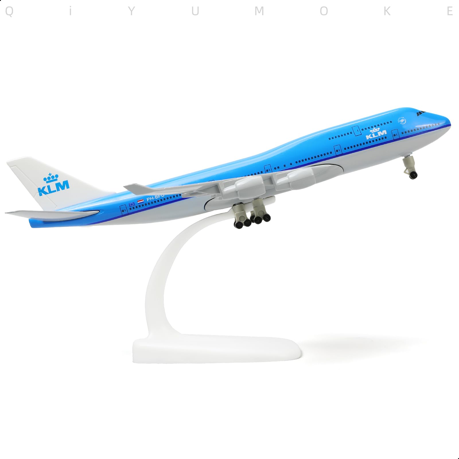 QIYUMOKE 747 NL-KLM Airplane Model Kits -1/300 Boeing 747 Diecast Metal Model Plane for Adult (with Stand) Airlines Model for Aviation Enthusiasts Gifts or Display Collections -8 inches L