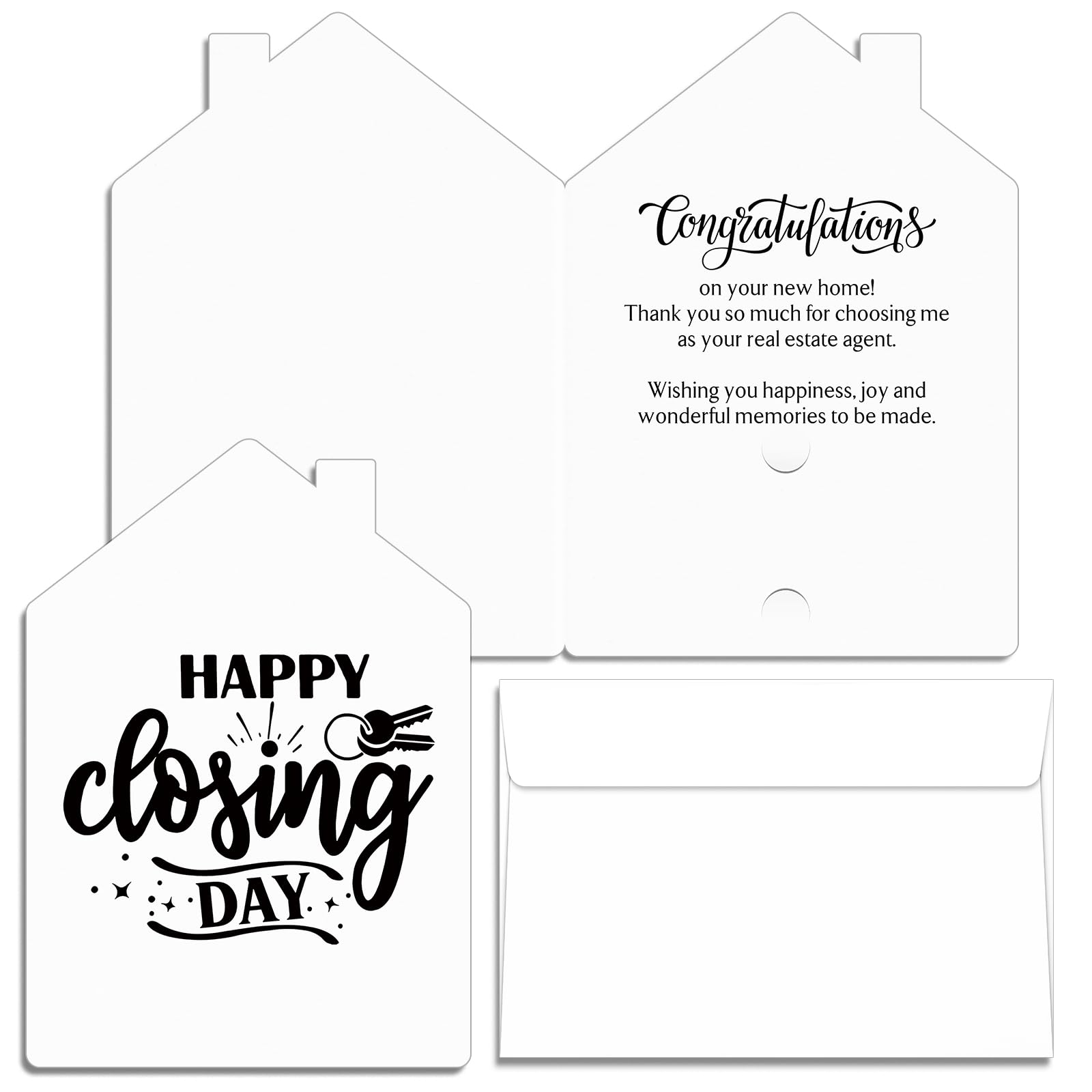 Dunzoom 25 Sets Real Estate Cards New Home Congratulations Cards Thank You New House Cards House Shaped Gift Cards with Envelope Closing Gifts for Home Buyers Real Estate Agent Favors