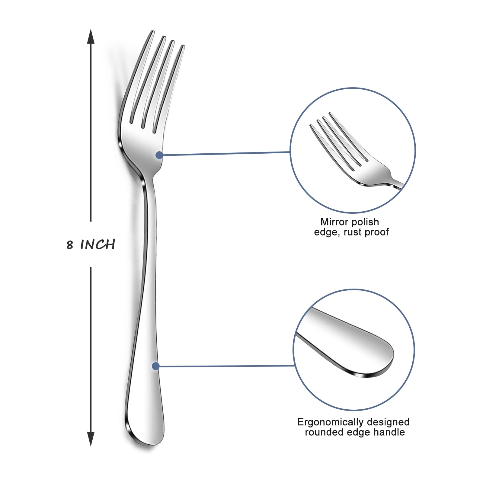 Stainless Steel Dinner Forks, Set of 12 Top Food Grade Stainless Steel Silverware Forks,Mirror Finish & Dishwasher Safe,8 Inches,Use for Home Kitchen Party Restaurant.