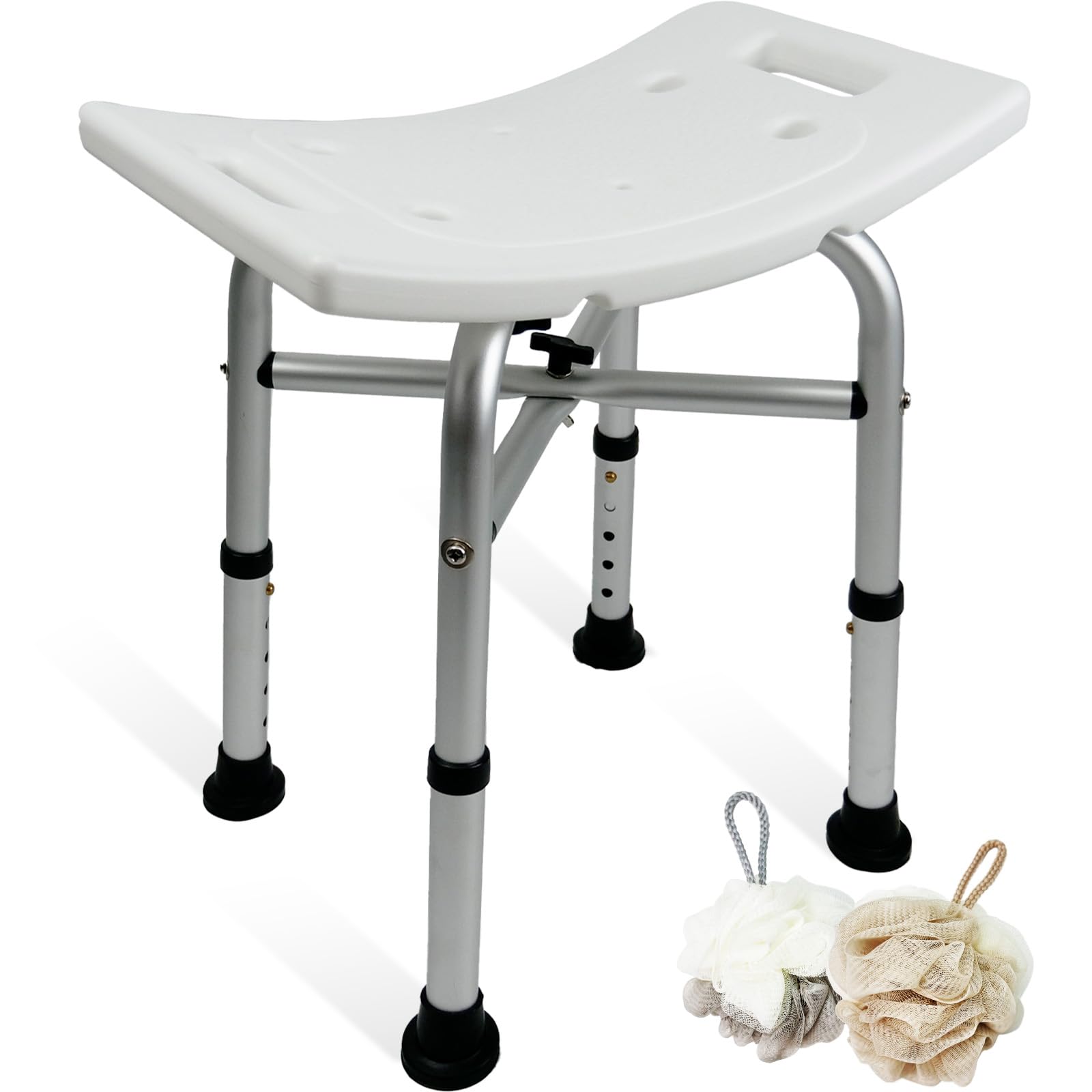 JumboTIGER Shower Stool 350lbs Bath Seat Chair, Tool-Free Assembly Height Adjustable Bath Bench with Padded Seat for Seniors, Elderly, Disabled, Handicap Stools (Shower Chair)