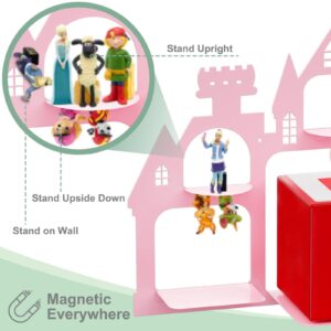 Demao for Toniebox Shelf Magnetic, Floating Shelf for Tonies Figures 20-30pcs, Display Shelf for Toniebox in Children's Room Decoration, Wall Mounted Shelf for Tonies Figures Storage-Pink Castle