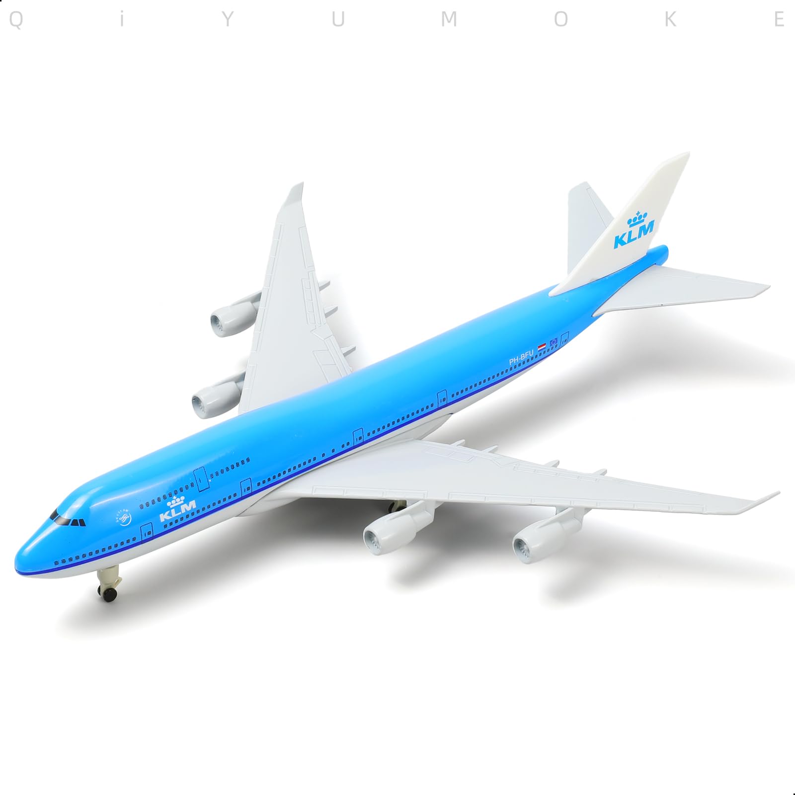 QIYUMOKE 747 NL-KLM Airplane Model Kits -1/300 Boeing 747 Diecast Metal Model Plane for Adult (with Stand) Airlines Model for Aviation Enthusiasts Gifts or Display Collections -8 inches L