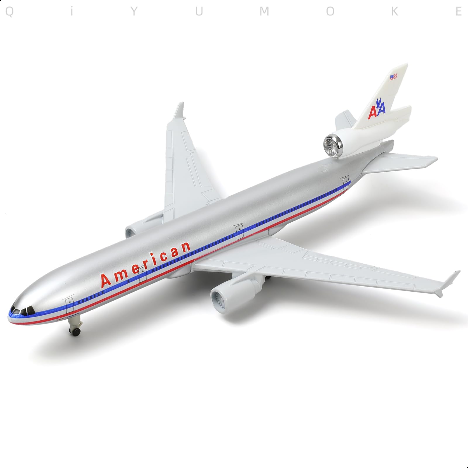 QIYUMOKE MD-11 American 1/300 Diecast Metal Airplane Model with Stand -Alloy Airplane Model for Adult(N1753) -8.3 inches Aircraft Model for Aviation Enthusiasts Gifts, Display Decorations