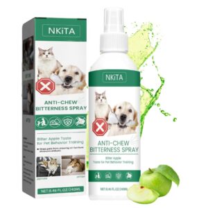 no chew spray for dogs and cats - 8 fl oz - bitter apple spray to keep dogs from chewing things and licking paws - 2 in 1 alcohol-free dog training & behavior aids for hot spot and furniture