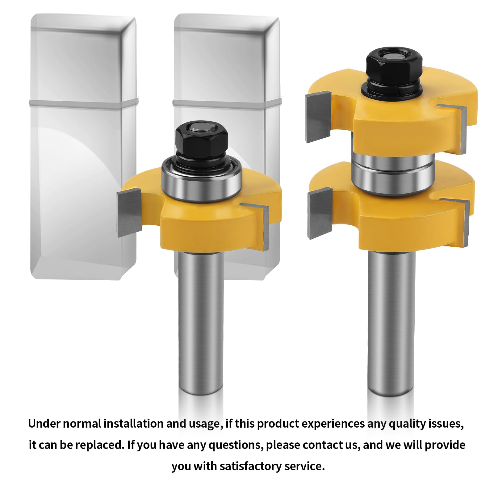 2 Pieces Tongue and Groove Router Bit Set 1/2 Inch Shank 1-1/2" Woodworking Cutting Milling Tools Router Bits for Woodworking 3 Teeth Adjustable T Shape Wood Milling Cutter