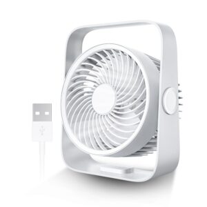 konsiden small fan, 8 inch usb desk fan, quiet office fan, 4 speed winds, 360° head tilt, detached cover, small table fan, easy to clean, ideal for bedroom, office, kitchen, camping