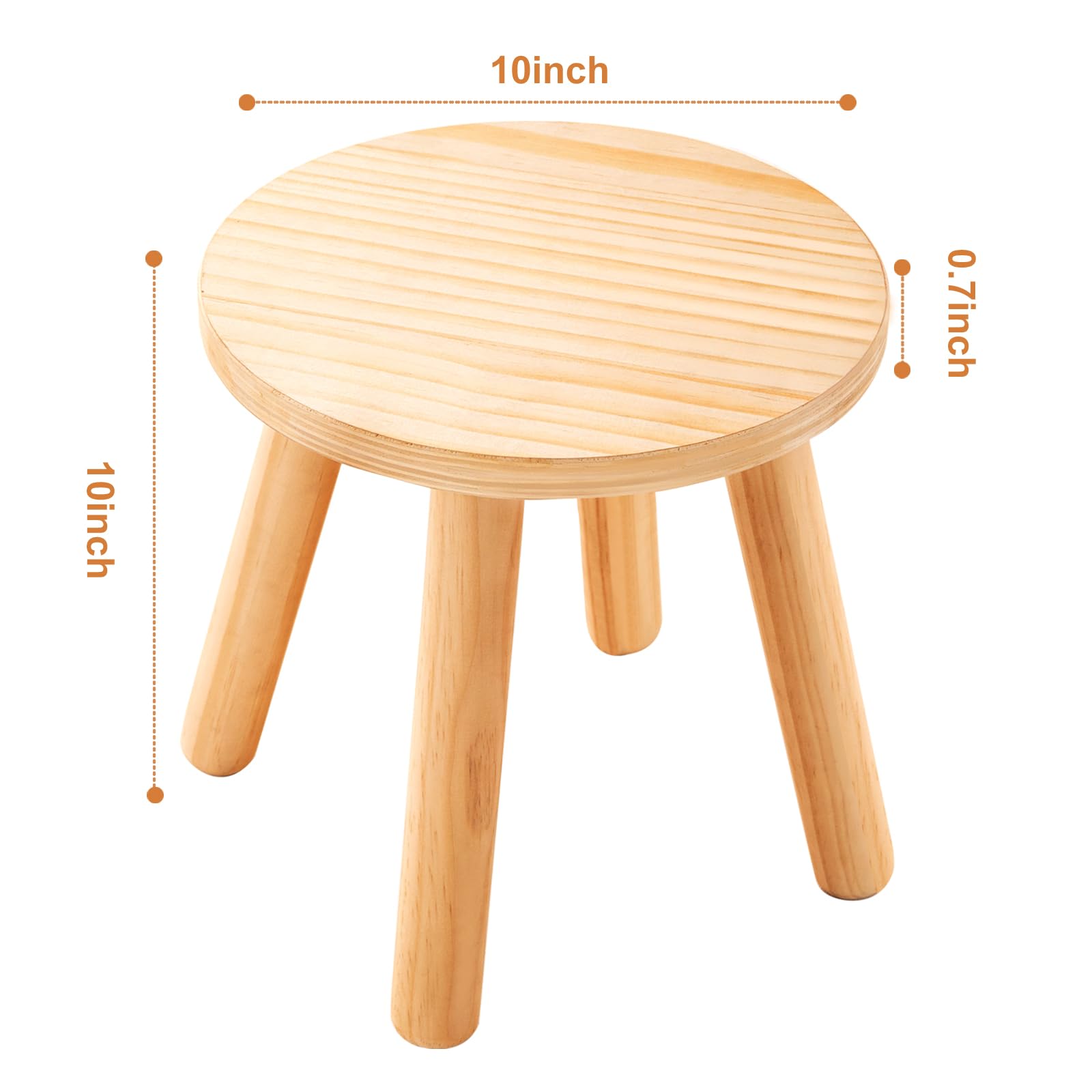 SOOPURKIDS Wooden Step Stool for Kids, 10 Inch Solid Kids Chairs fit with Sensory Table，Sturdy Sitting Stool with Assembled Four-Legged, for Children, Toddler,1 Pack