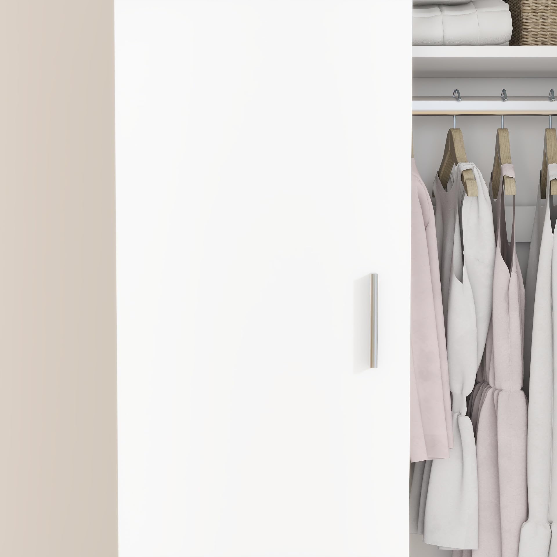 Panana 2 Door Wardrobe Closet Storage Cupboard, with Rail and Shelves Bedroom Armoires