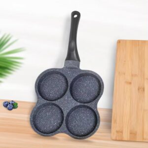 Generic 4 hole Non Stick Frying Pan, Pancake Maker, Egg Burger Pan, 4 Cup Frying Pan,4 Hole Egg Frying Pan, Gray + Black, AB006