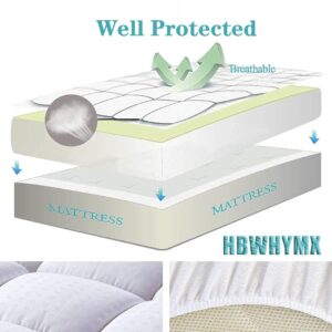 Queen Size Mattress Topper Pillow Top Mattress Protector Quilted Fitted Mattress Pad 8-21" Deep Pocket Cooling Mattress Cover Easy Installation and Care Fitted Sheets (White, 60x80 Inches, Queen)