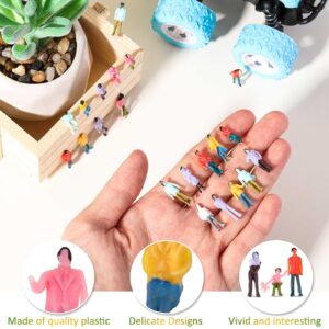 Namalu 200 Pcs Mini People Figurines 1: 100 Scale Architectural Painted Tiny People Model Sitting and Standing Plastic Miniature People Assorted Poses Model Trains for Miniature Scenes