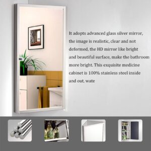 Generic 23.6"" Bathroom Corner Medicine Cabinet W/Mirror, Bathroom Stainless Steel Wall Mount Mirror Cabinet, Hanging Triple Shelf Storage Cabinet Opens Left and Right (Right)