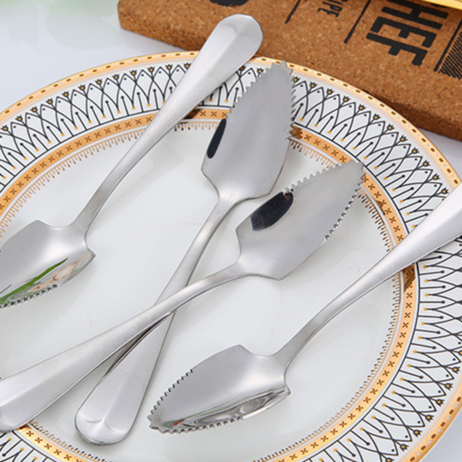 Stainless Steel Grapefruit Spoon For Citrus Fruit Watermelon Dessert Spoon Serrated Edge Ice Cream Dessert Spoon Kitchen Coffee Spoon