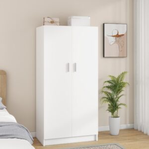 Panana 2 Door Wardrobe Closet Storage Cupboard, with Rail and Shelves Bedroom Armoires