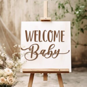 Dunzoom Welcome Baby Baby Shower Party Decal Sign Baby Shower Welcome Sign Decorations Baby Shower Party Wall Decal Sign Pregnancy Gender Reveal Stickers Boy or Girl for Wall Balloon Arch Backdrop