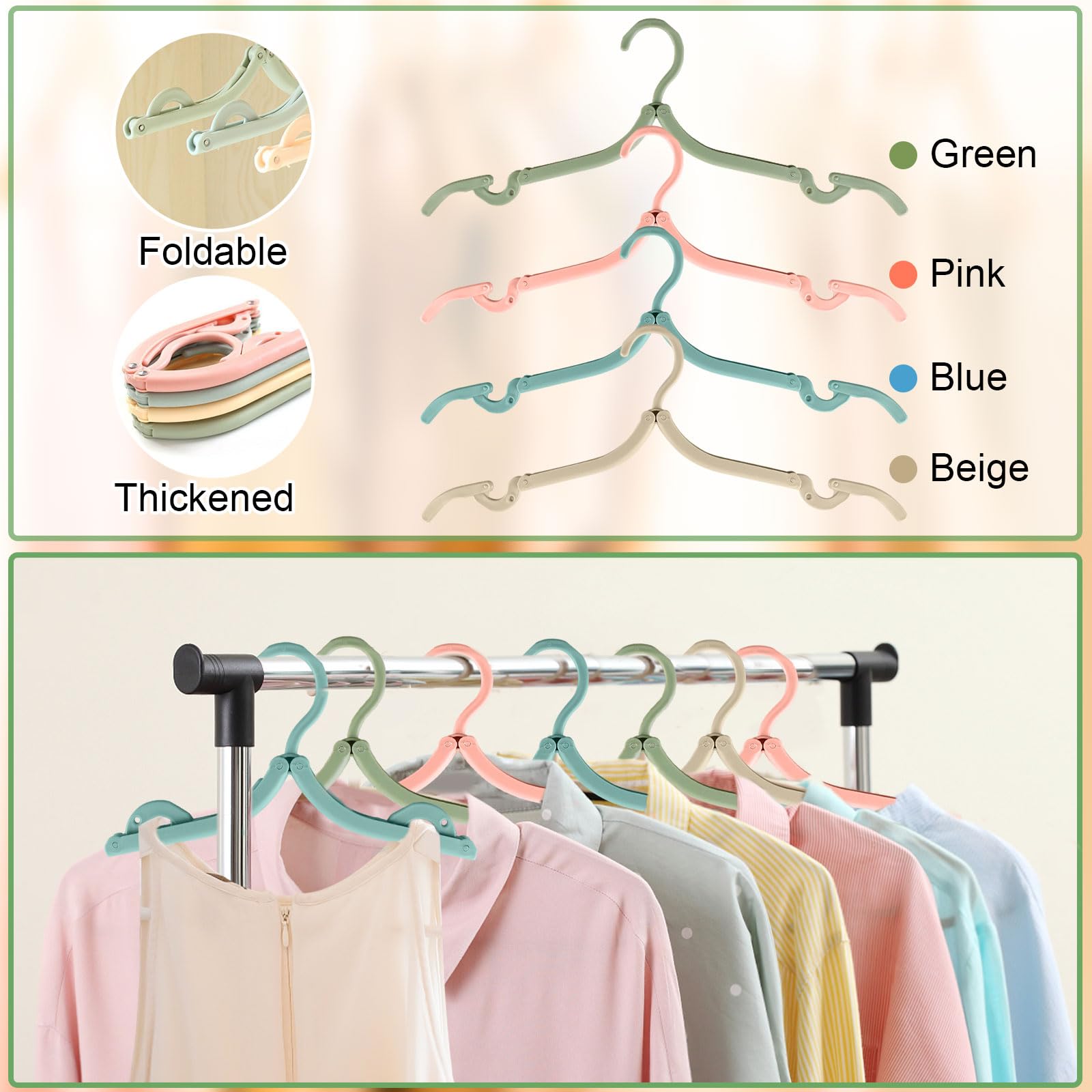 20 Pcs Travel Hangers - Foldable Travel Hangers for Suitcase, Retractable Portable Folding Clothes Hangers, Clothes Drying Rack for Travel