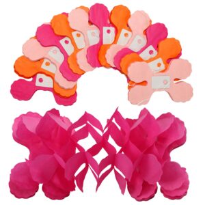 Hot-Pink Burnt-Orange Fall Party-Decorations - 12pcs Streamers-Garland Birthday Baby Shower 4-Leaf Clover Paper Banners,Sunset Autumn Thanksgiving Bridal Wedding Graduation Backdrop Decor Ouruola