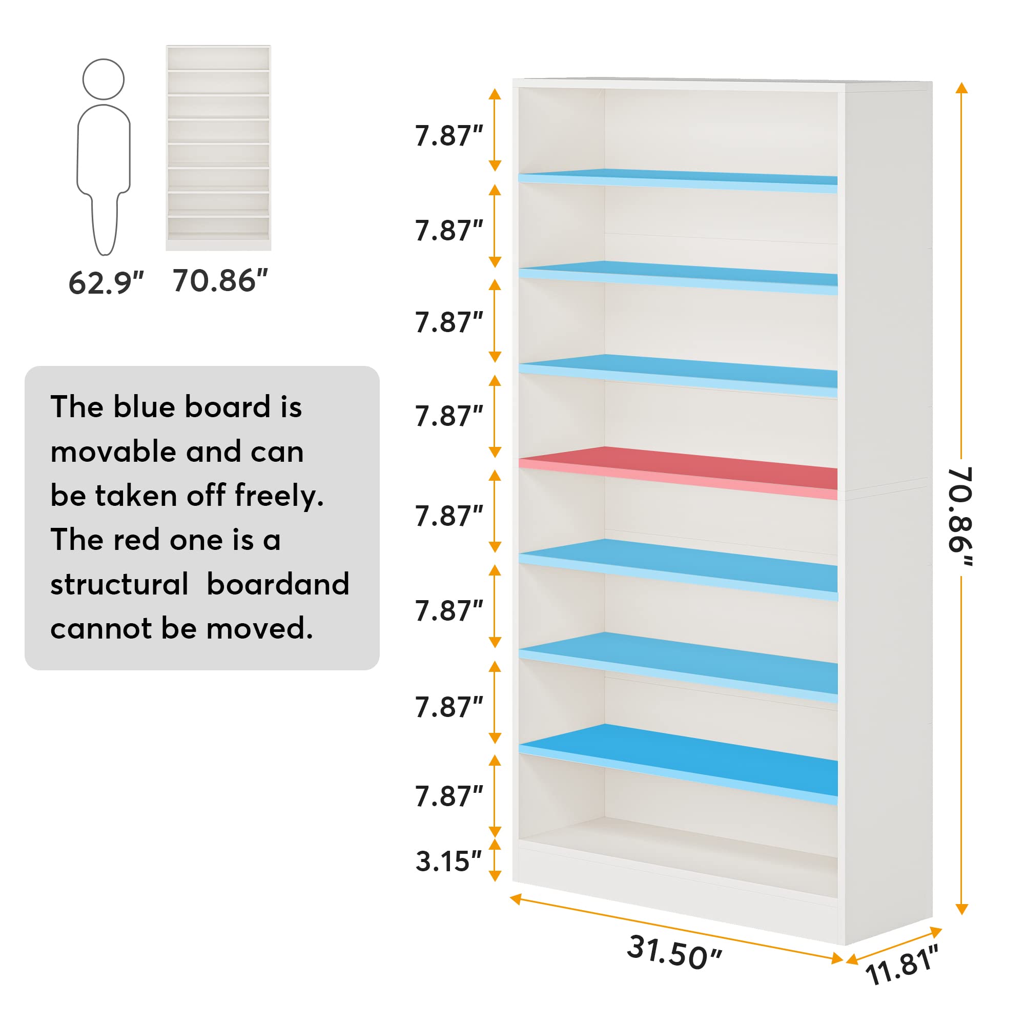 Tribesigns 2PCS Tall Bookcase, 71 Inch Freestanding Bookshelf 9 Tier Modern Bookcases, Open Display Shelf Storage Cabinet Organizer for Living Room, Home Office, Library (White)