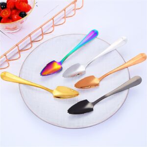 Stainless Steel Grapefruit Spoon For Citrus Fruit Watermelon Dessert Spoon Serrated Edge Ice Cream Dessert Spoon Kitchen Coffee Spoon