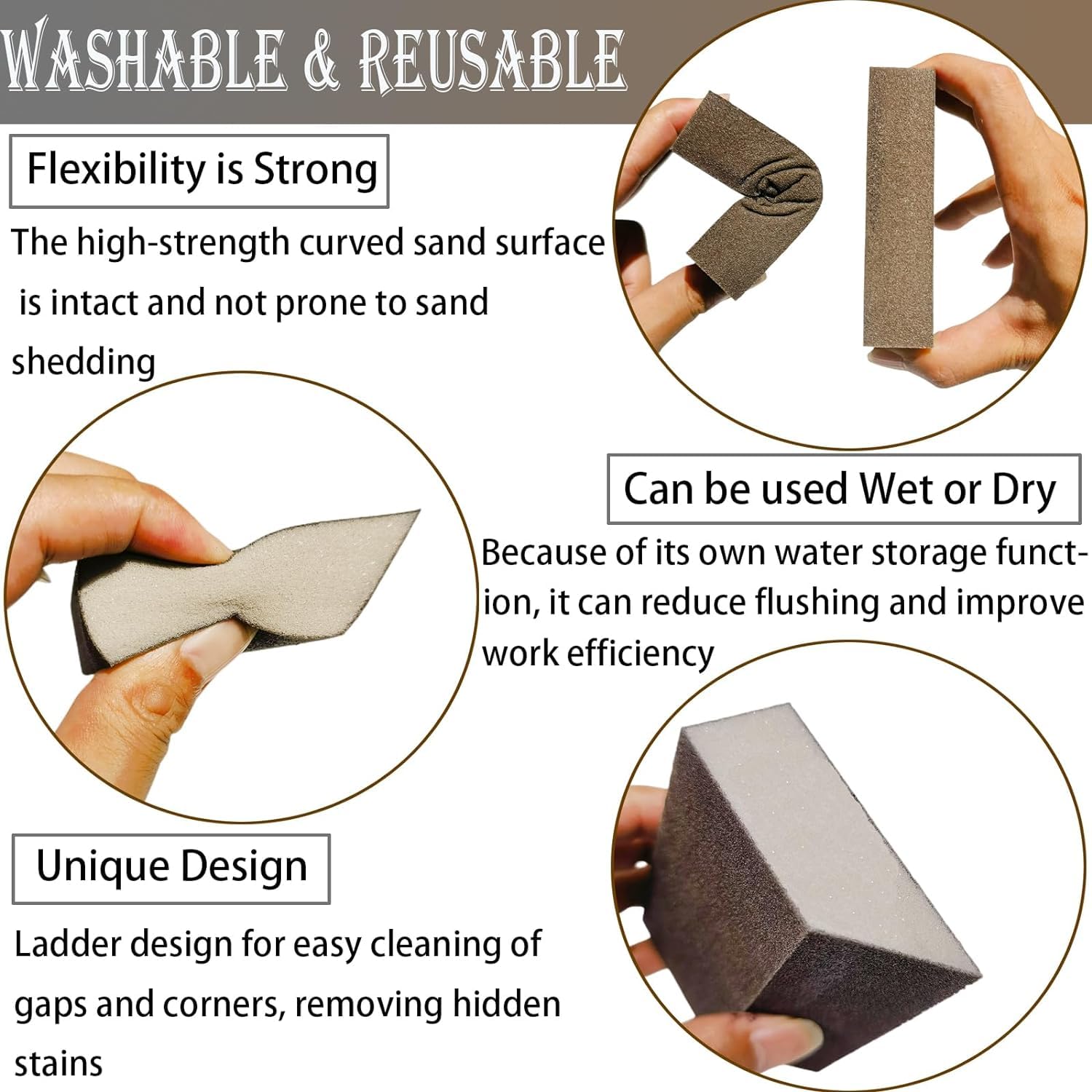 4 Pack 220 Grit Single Angle Sponge Sanding Block, Washable and Reusable Sanderpaper Hand Sanding Sponge for Wood Drywall Metal Home Sanding