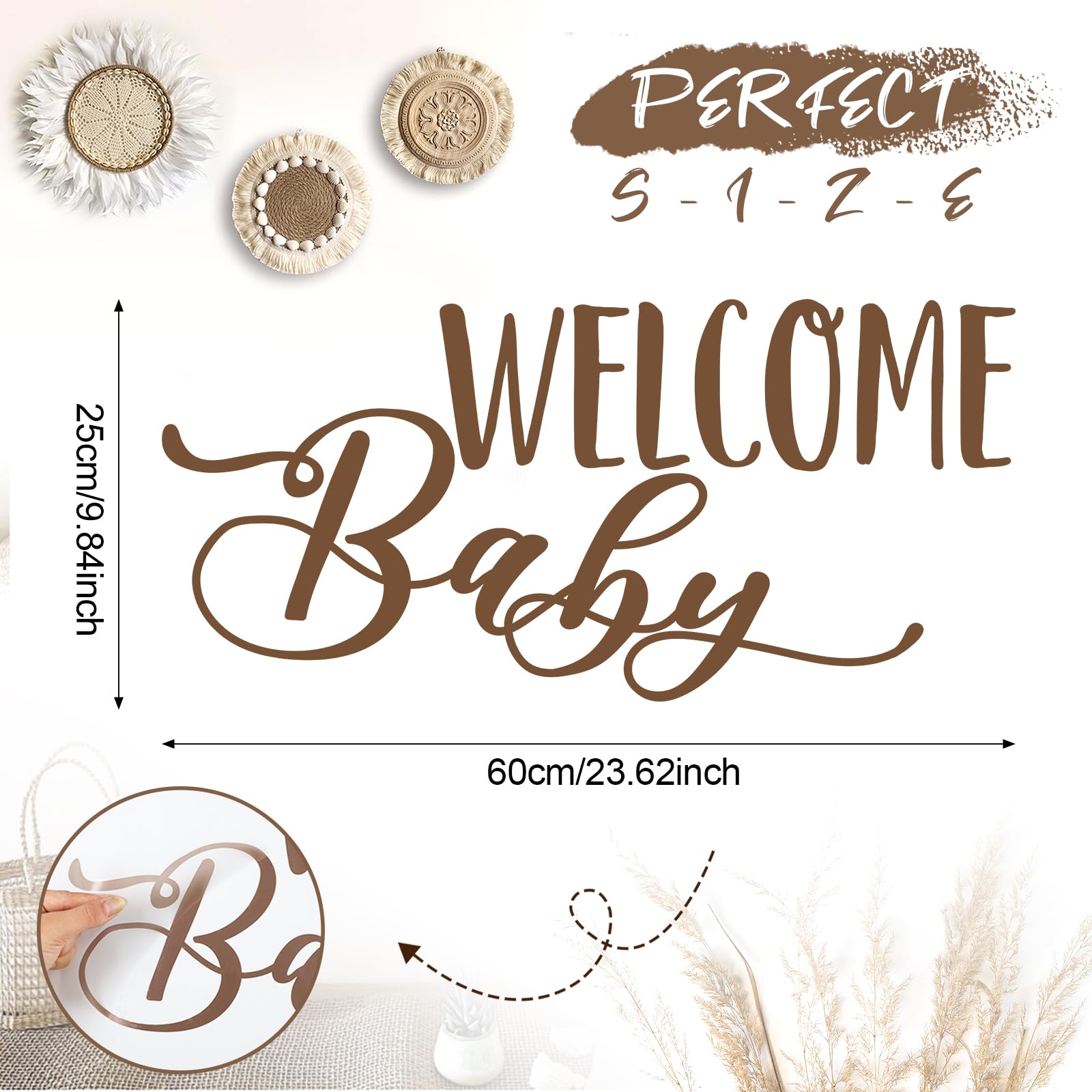 Dunzoom Welcome Baby Baby Shower Party Decal Sign Baby Shower Welcome Sign Decorations Baby Shower Party Wall Decal Sign Pregnancy Gender Reveal Stickers Boy or Girl for Wall Balloon Arch Backdrop