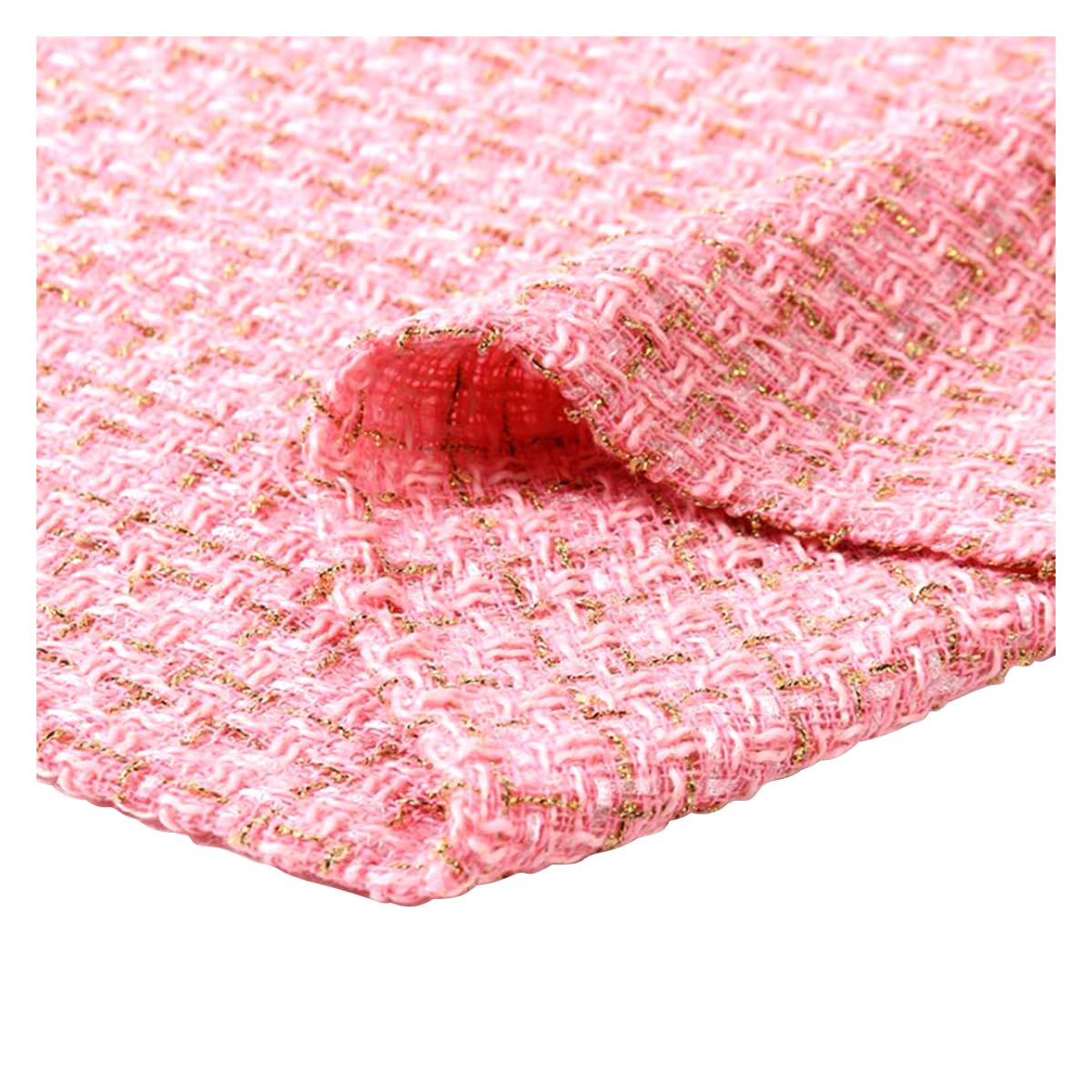 ECYC 19.69x59.06 inch Woven Tweed Fabric, Soft Faux Wool Tweed Fabric Tweed Sewing Fabric for DIY Crafts Sewing Clothing,Pink