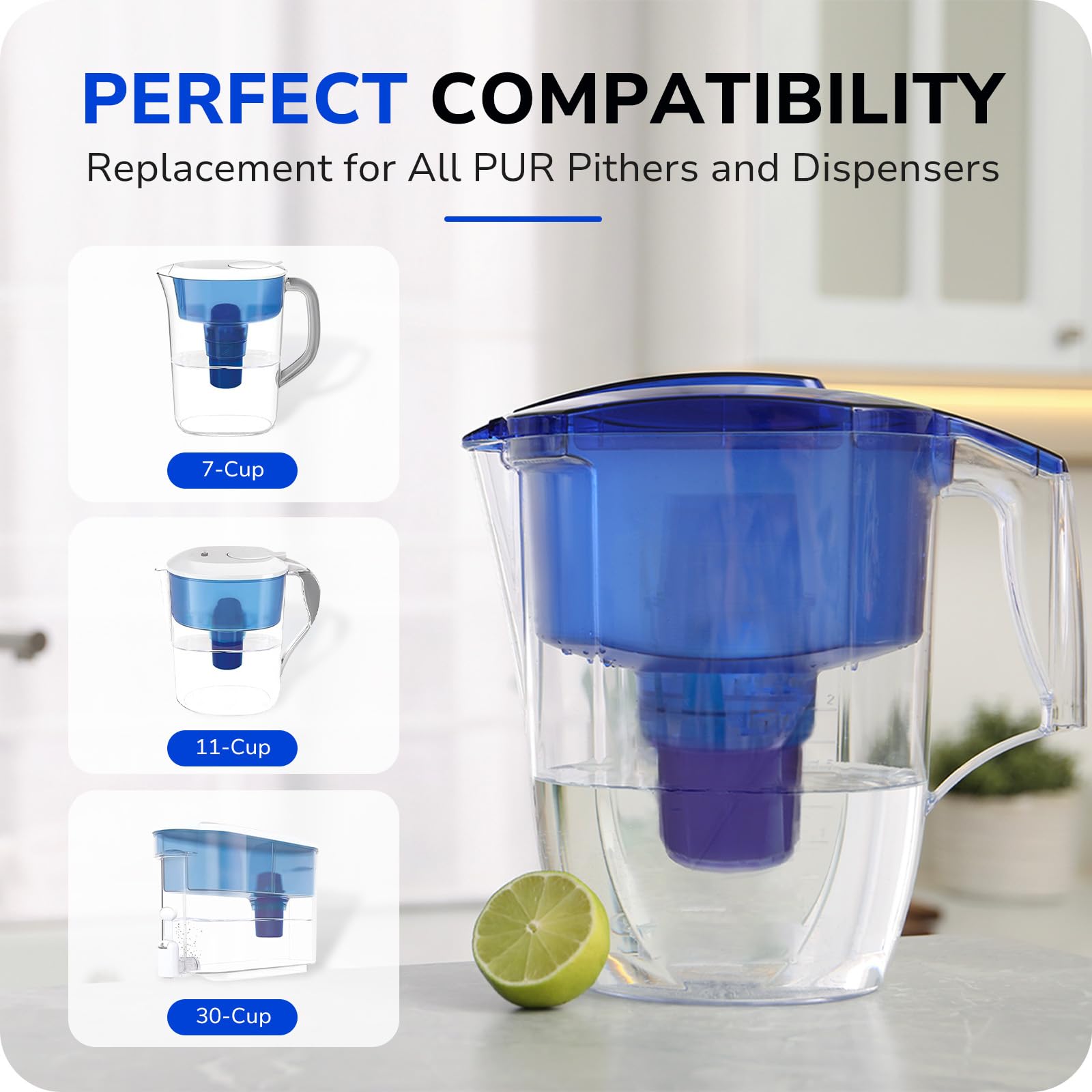 4-Pack Water Filter Replacement for All PUR, PUR Plus Water Pitchers and Dispensers, Replace PPF900Z, NSF Certified, Advanced Version