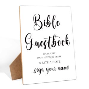 bible guestbook sign, 8×11 inches wooden sign with stand, hightlight your favorite verse, minimalist table sign for wedding favor,bridal shower, wedding reception, event party favor supplies-4