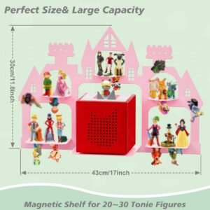 Demao for Toniebox Shelf Magnetic, Floating Shelf for Tonies Figures 20-30pcs, Display Shelf for Toniebox in Children's Room Decoration, Wall Mounted Shelf for Tonies Figures Storage-Pink Castle