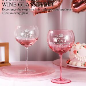 OUHT 50th Birthday Gifts for Her-50th Birthday Wine Glasses Gift Set,Cool Wine Gifts for 50 Years Old Bday Gifts Idea for Women, Friends, Daughter, Sister, Mom