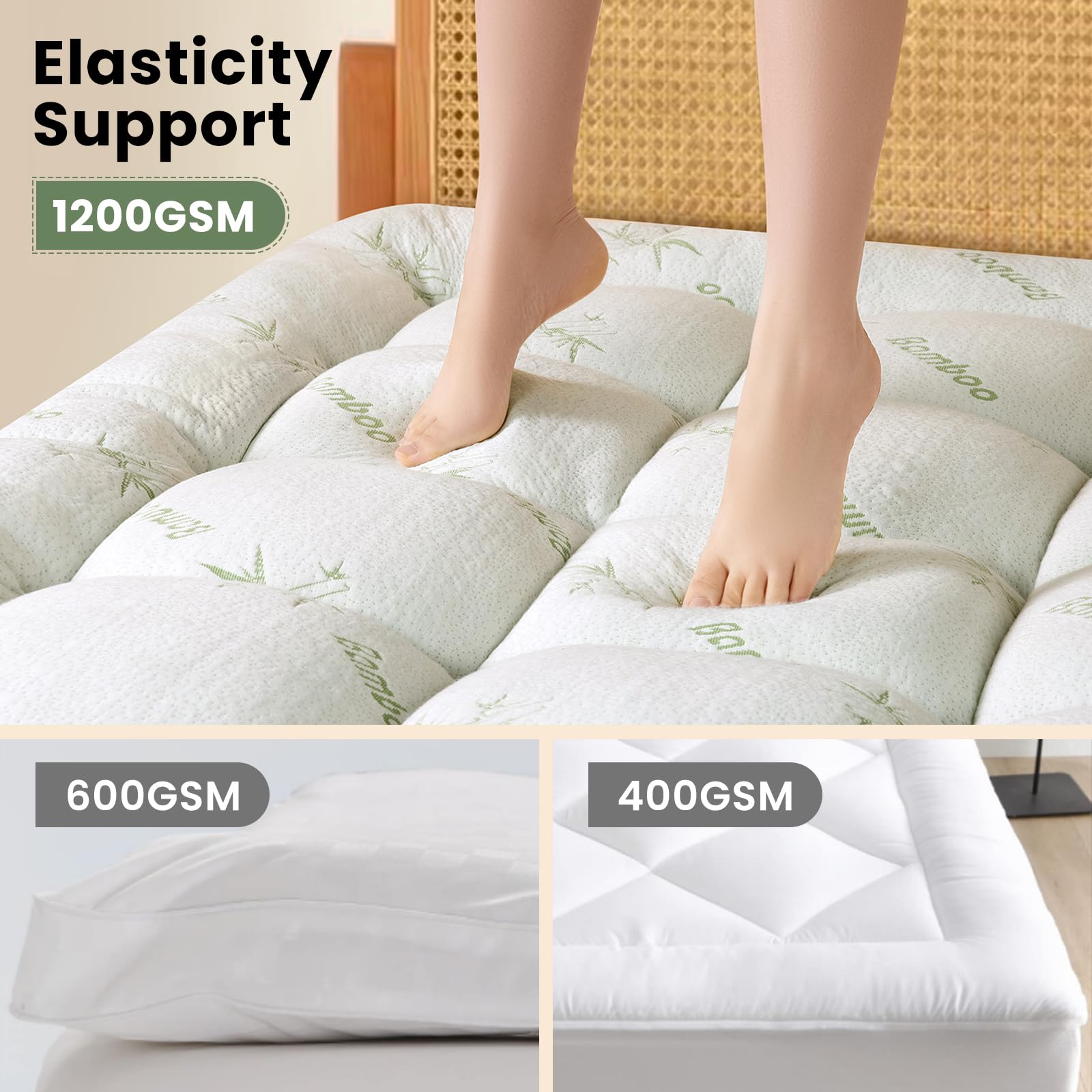 Baauye Bambu_Viscose Mattress Topper King(King,78"x80")