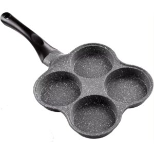 Generic 4 hole Non Stick Frying Pan, Pancake Maker, Egg Burger Pan, 4 Cup Frying Pan,4 Hole Egg Frying Pan, Gray + Black, AB006