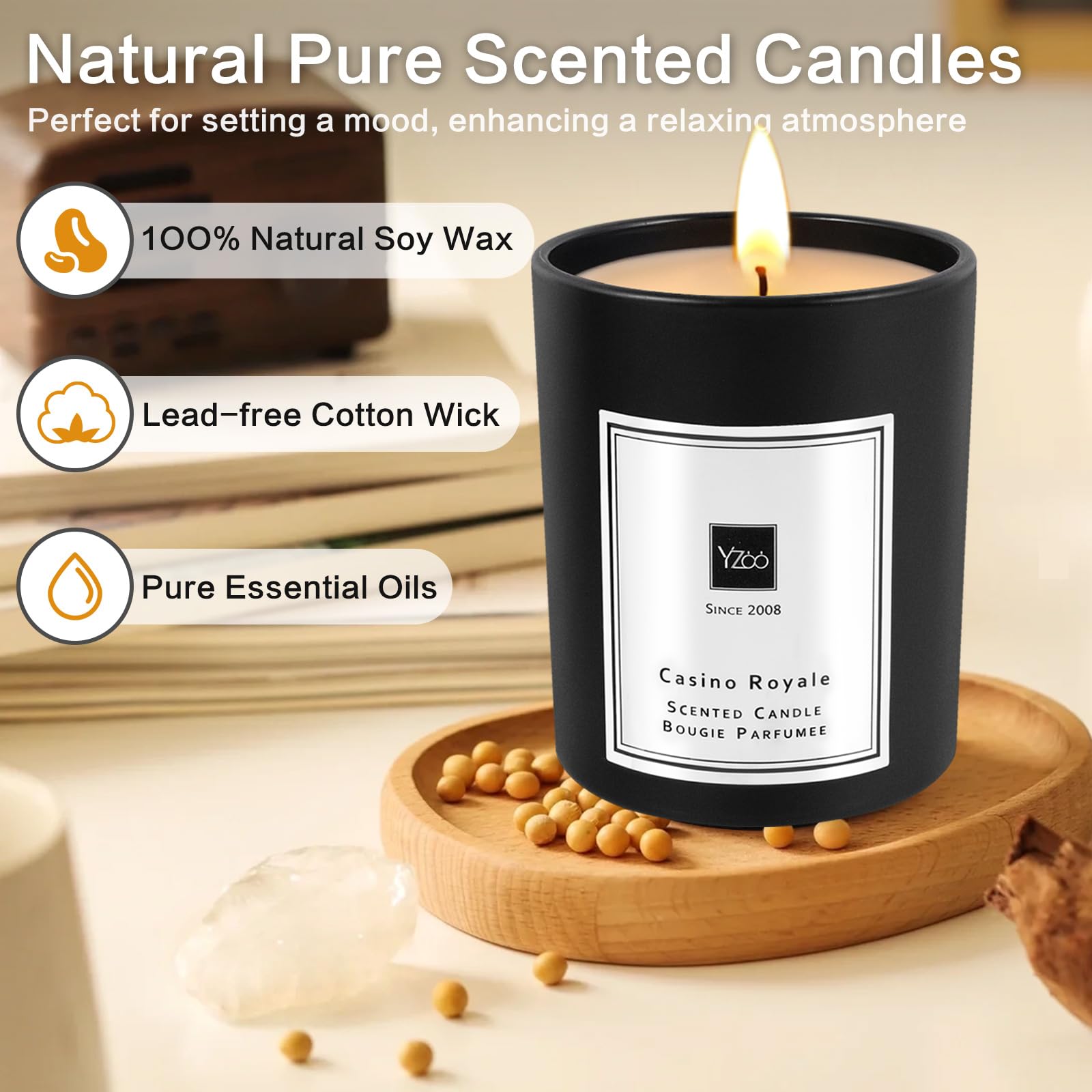 Candles for Men Scented Candles,Luxury Scented Candles Set for Home Him,Mens Candles Gifts for Men Scented Candle Black Candle,Natural Soy Wax Candles 68 Hours Long Burn 9 oz Candle Gift for Women Men