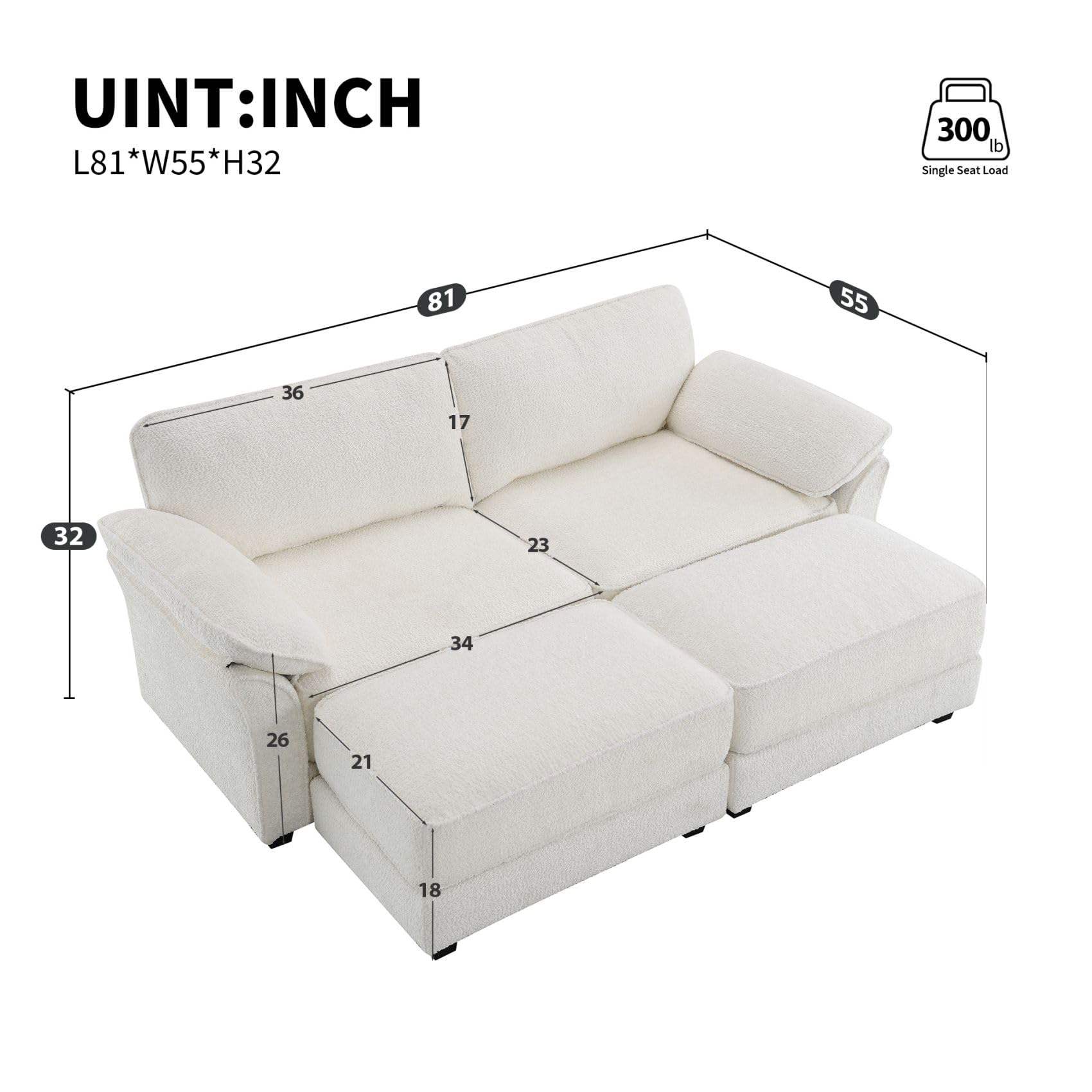 Merax 81" Modular Sectional Couches for Living Room, L Shape Pull Out Convertible Sleeper Sofa Bed with Ottoman in Apartment, Office, Dorm, White