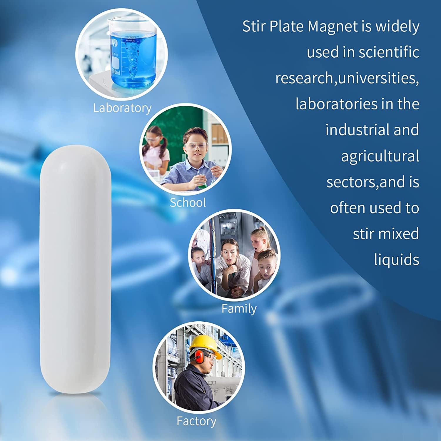 Magnetic Stirrer Mixer Stir Bar，6Pcs 30mm(1.18 inch) PTFE Magnetic Stir Bar,White Color,Laboratory Bar,Stir Plate Bar,Stir Bars…