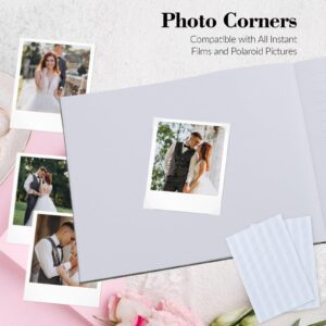 THEXINNX Wedding Guest Book with Photo Corners, Elegant Linen Polaroid Guestbook Sign in Book for Wedding Reception, Bridal Shower, Party or Special Events - Sage 8x10