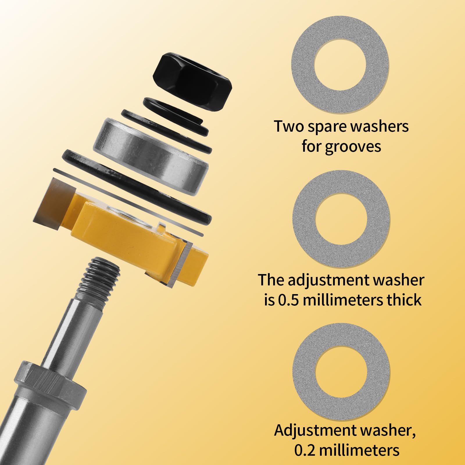 2 Pieces Tongue and Groove Router Bit Set 1/2 Inch Shank 1-1/2" Woodworking Cutting Milling Tools Router Bits for Woodworking 3 Teeth Adjustable T Shape Wood Milling Cutter