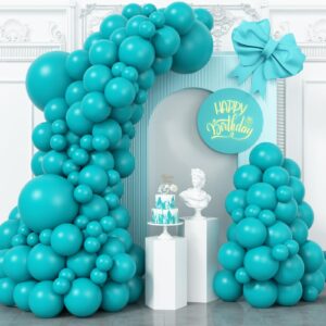 peacock blue balloons different sizes, 123 packs mint blue balloons, pack of 18 12 10 5 inch teal blue balloon garland arch kit for birthday baby shower dolphin mermaid theme party decoration