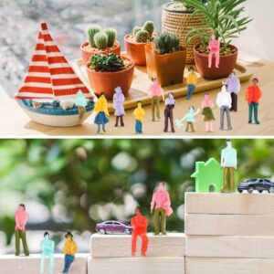 Namalu 200 Pcs Mini People Figurines 1: 100 Scale Architectural Painted Tiny People Model Sitting and Standing Plastic Miniature People Assorted Poses Model Trains for Miniature Scenes