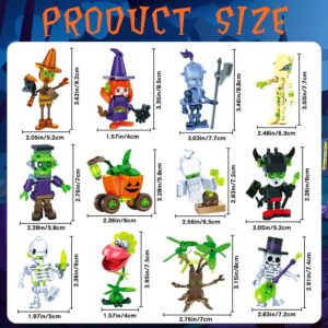 DIYDEC Halloween Building Blocks 12 Style Mini Figures Particles Building Brick Toys for Party Favor Stacking Blocks for Kids Adults Goody Bag Fillers Classroom Prizes Supplies