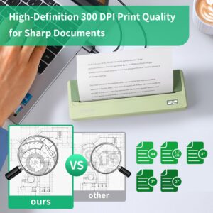 Portable Printer Wireless for Travel, Inkless Printer Support 8.5" X 11" US Letter &Legal, A4&A5 Thermal Paper, Wireless Printer Compatible with Android/iOS & Laptop for Home Use (Avocado Green)