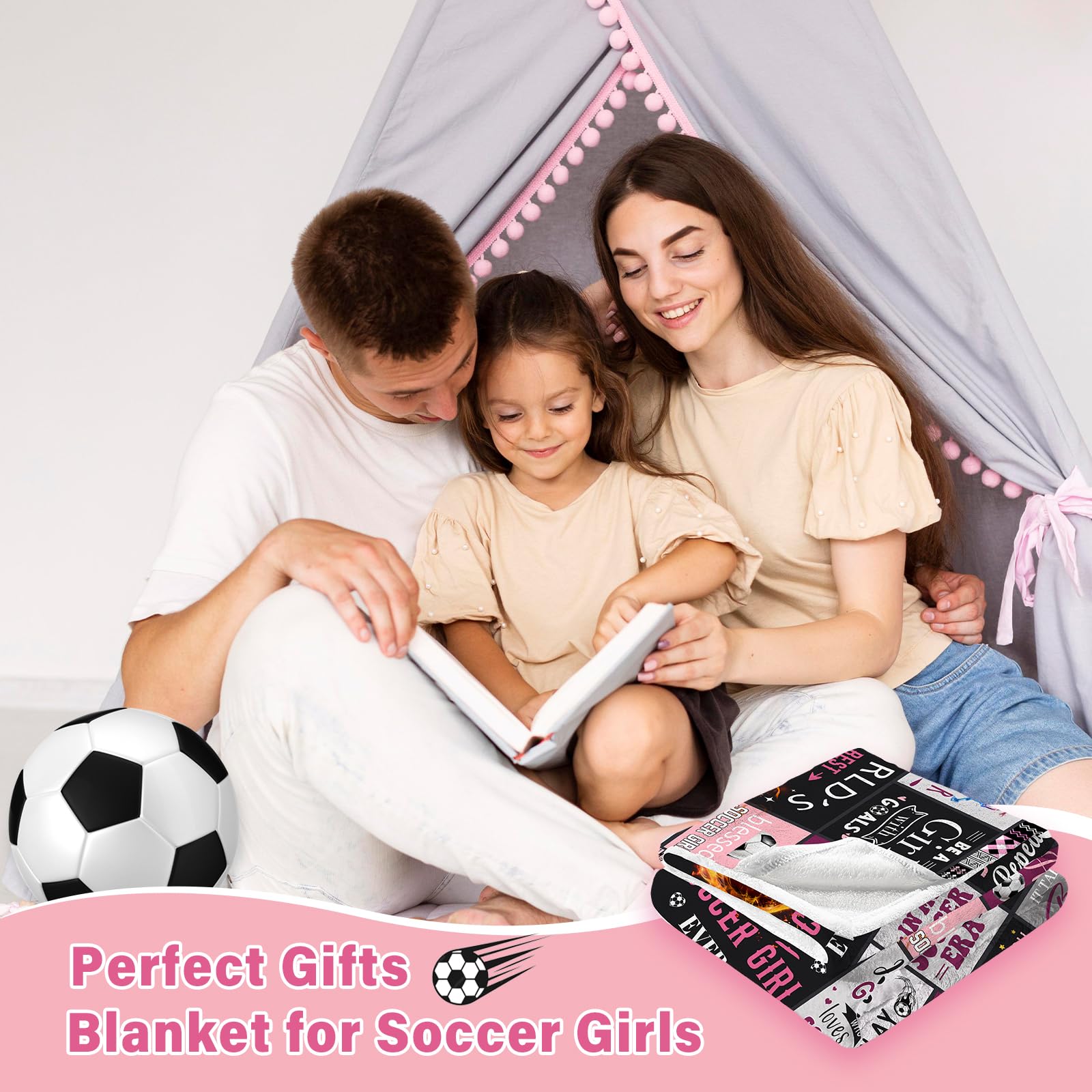 Soccer Gifts for Girls, Gifts for Soccer Lovers, 60"x50" Soccer Blanket for Girls Soccer Gifts, Gifts for Soccer Players, Best Soccer Girl Soft Flannel Blanket for Soccer Team Girls