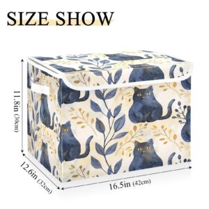 DALAWU Containers Baskets with Lids Adorable Cat Fabric Foldable Storage Bins Organizer with Lid Collapsible Storage Boxes for Home Bedroom Closet Office