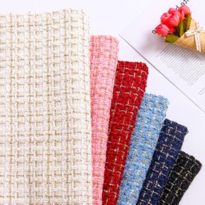 ECYC 19.69x59.06 inch Woven Tweed Fabric, Soft Faux Wool Tweed Fabric Tweed Sewing Fabric for DIY Crafts Sewing Clothing,Pink