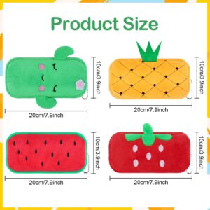 clothmile 4 Pcs Cartoon Pencil Pouch Fruit Pencil Pen Case Bulk Cute Pencil Bag Plush Stationery Bag Desk Organizer for Adults Boys Girls Students Classroom School Supplies